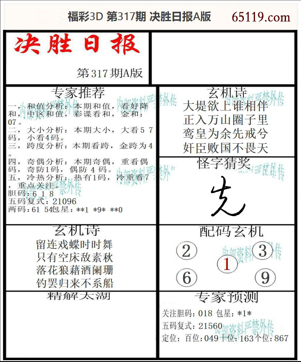 福彩3D决胜日报A版