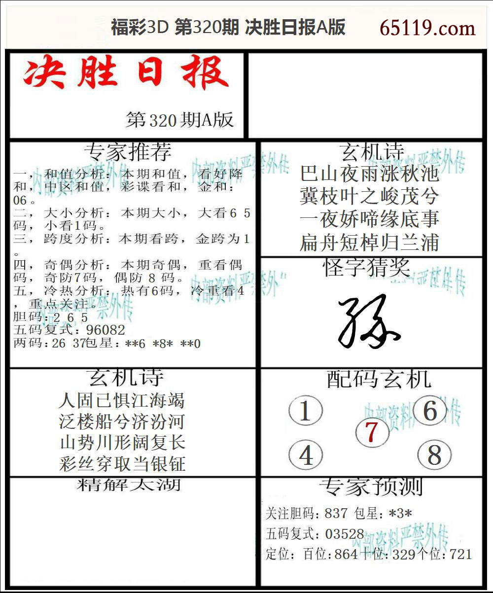 福彩3D决胜日报A版