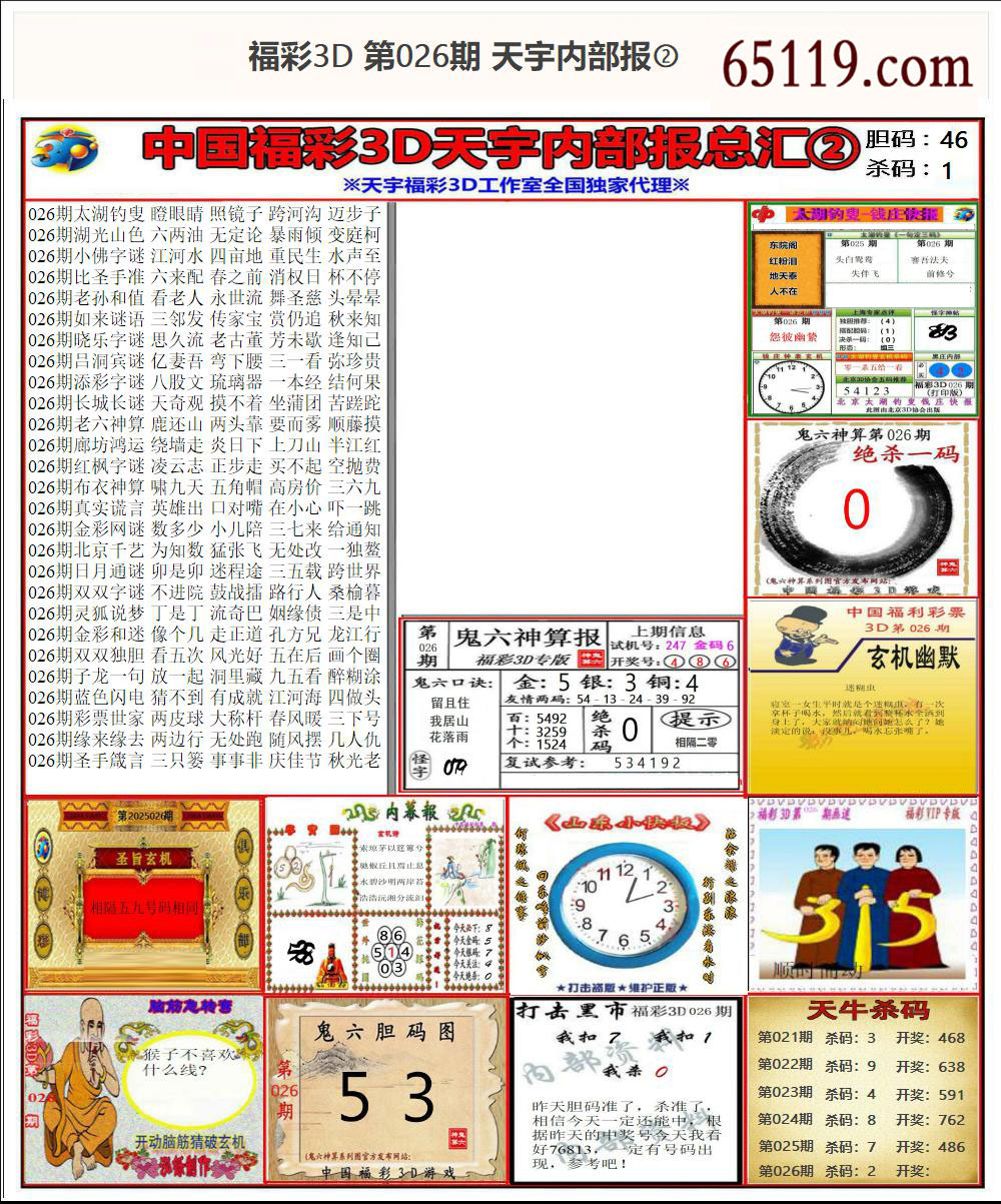 福彩3D天宇内部报②